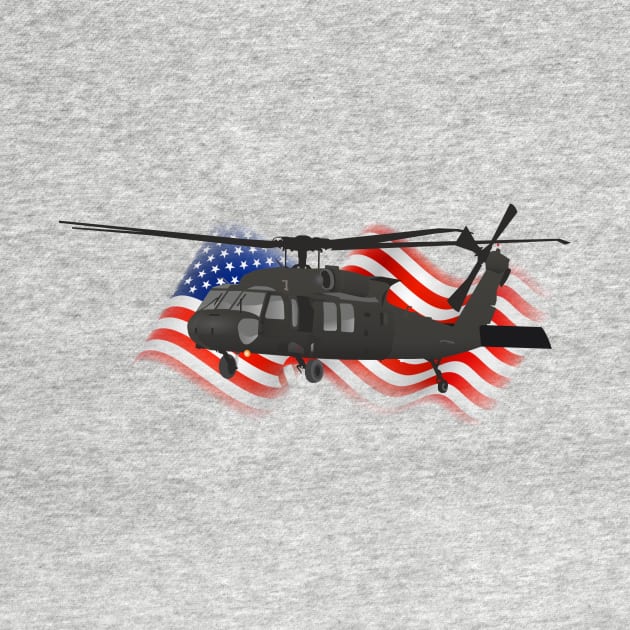 Patriotic Black Hawk UH-60 Military Helicopter by NorseTech